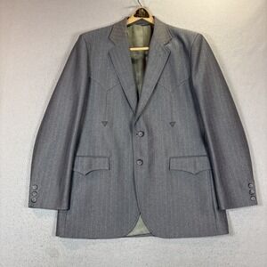 Vintage  CIRCLE S  2pc Western Suit Men 42R Pants 36 X 30 Slate Blue Made USA